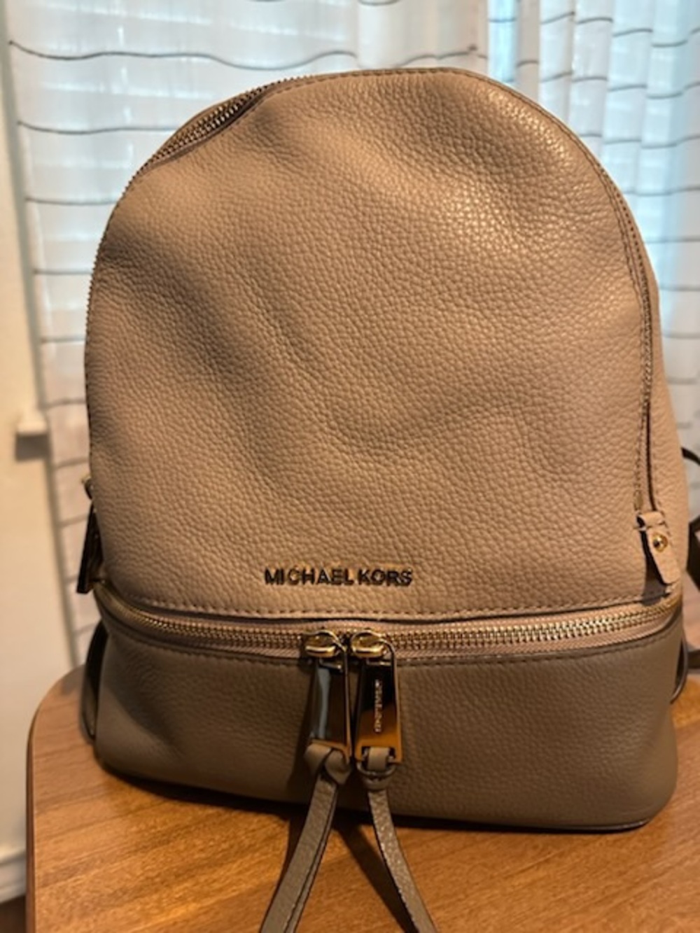 MICHAEL Michael Kors Taupe Pebbled Leather Mini Backpack